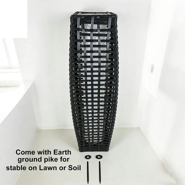 Gr8 Garden Solar Rattan Garden Lantern LED Light Grey Wicker Outdoor Path Lamp IP44 Patio
