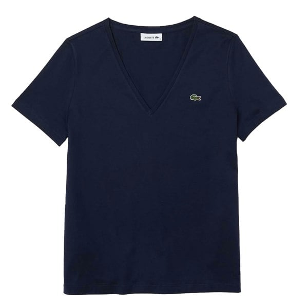 Lacoste Womens/Ladies V Neck Loose Fit T-Shirt - Blue