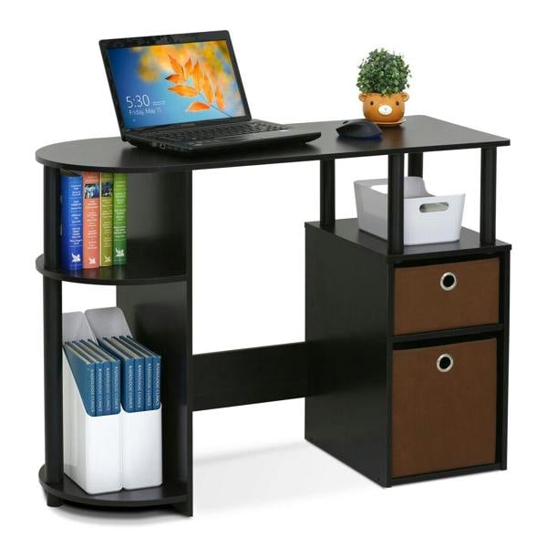 WALPLUS Contemporary Desk | 15111 JAYA Simplistic Computer Study Desk with Bin Drawers, Espresso with Functional Design
