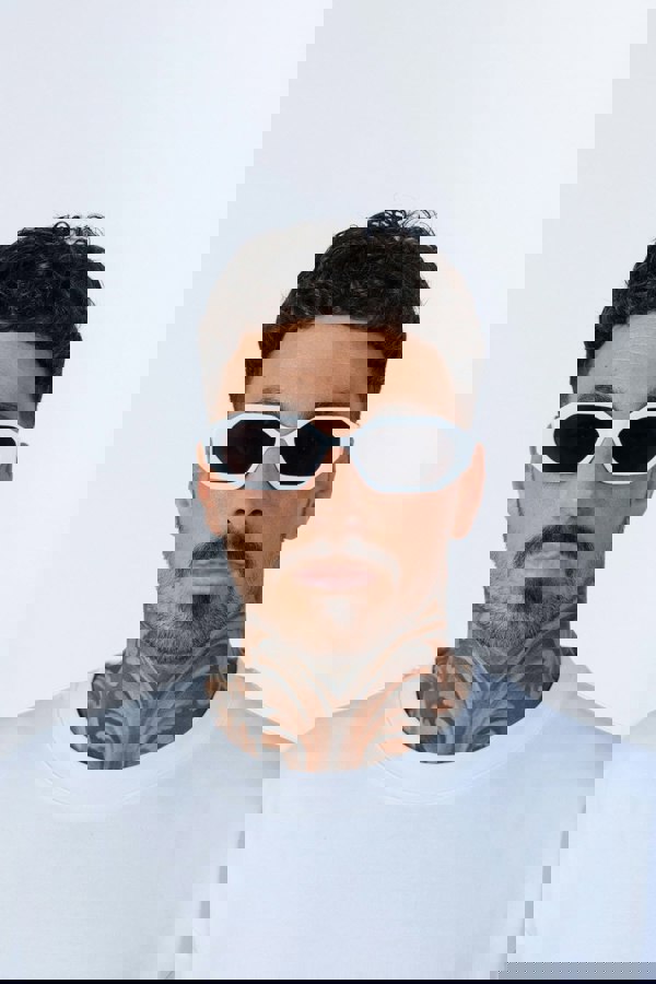 SVNX Oval Geomentric Sunglasses in White