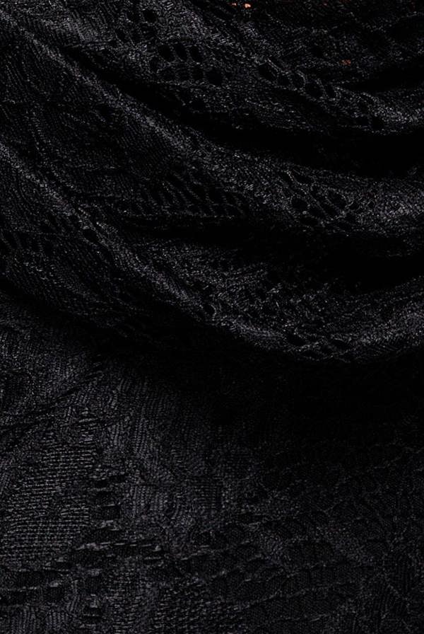 Lace Cowl One Shoulder Scuba Crepe Maxi Dress - Black DR5093