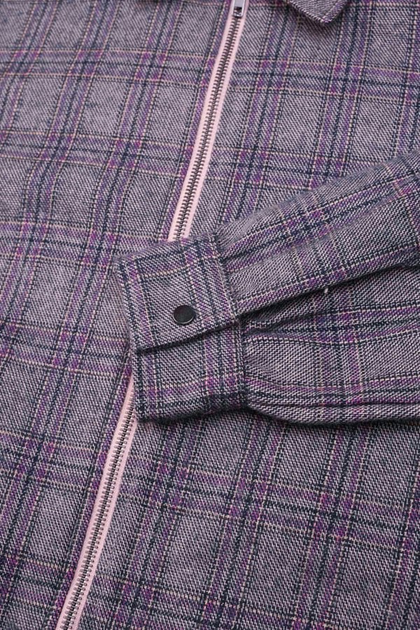 ENORSIA Multicoloured Yarn Dyed Check Cropped Jacket