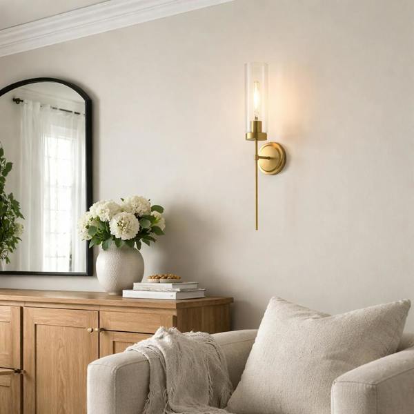Pagazzi Lighting Stella Polished Bronze & Glass Wall Light