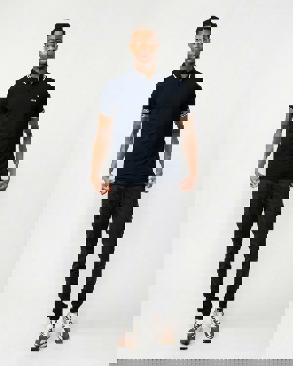 BOSS Green Paul Mens Short Sleeve Polo Shirt With Contrast Tipping NOS - Dark Blue 402