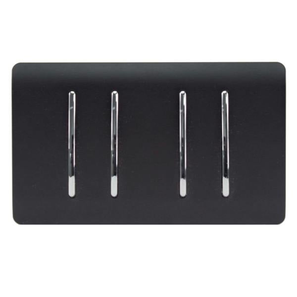 Trendi Switch 4 Gang 1 or 2 Way Light Switch in Matt Black