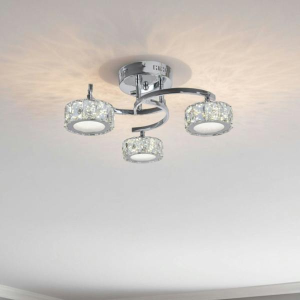 Pagazzi Lighting Dilan 3 Light Polished Chrome LED Semi Flush Ceiling Light