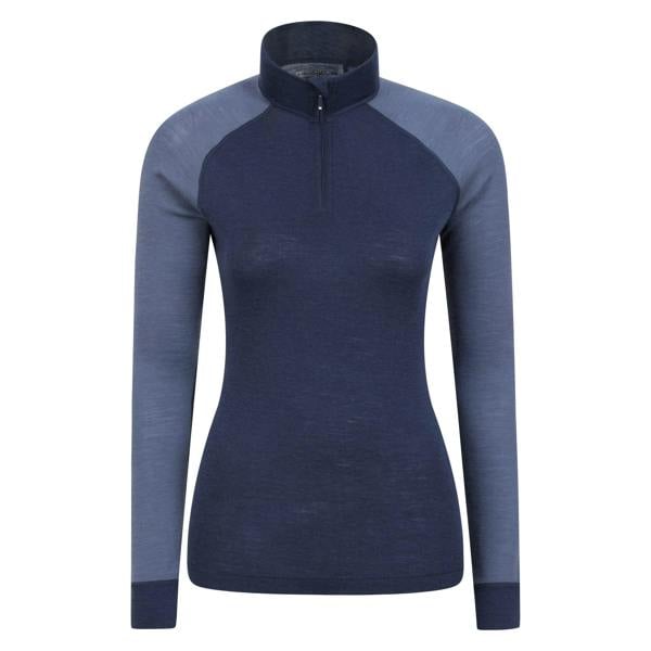 Mountain Warehouse Womens/Ladies Merino Wool Zip Neck Thermal Top - Navy