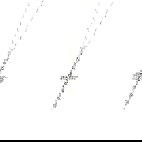 Say It With Claw Set Cross Necklace - Sterling Silver