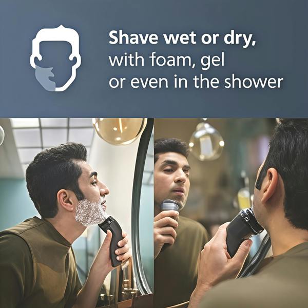 Philips Wet & Dry Electric Shaver Series 3000 with 5D Flex & Pivot heads, Travel Pouch and Pop-up trimmer– S3244/12