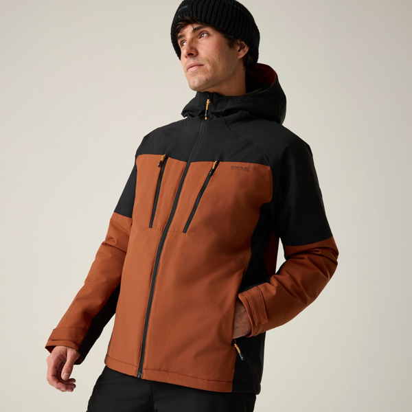 Regatta Mens Highton Two Tone Waterproof Stretch Insulated Jacket - Burnt Henna/Black
