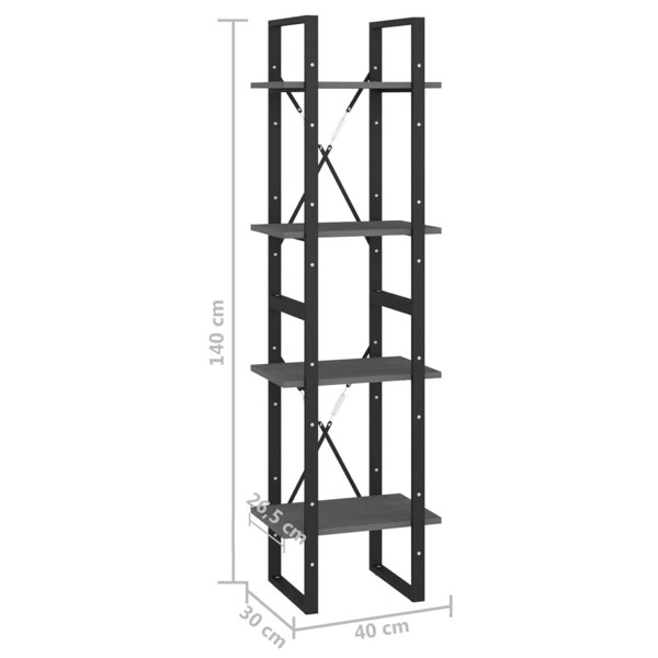 Berkfield 4-Tier Book Cabinet Grey 40x30x140 cm Solid Pine Wood