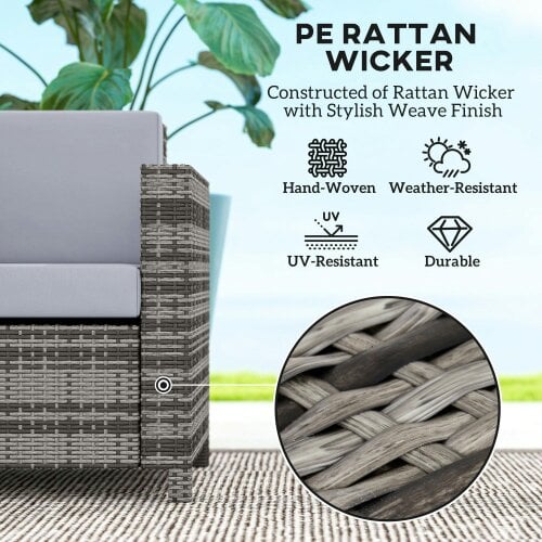 Wyld Haus Noluha Grey Rattan 2 Seater Outdoor Sofa With Armrests