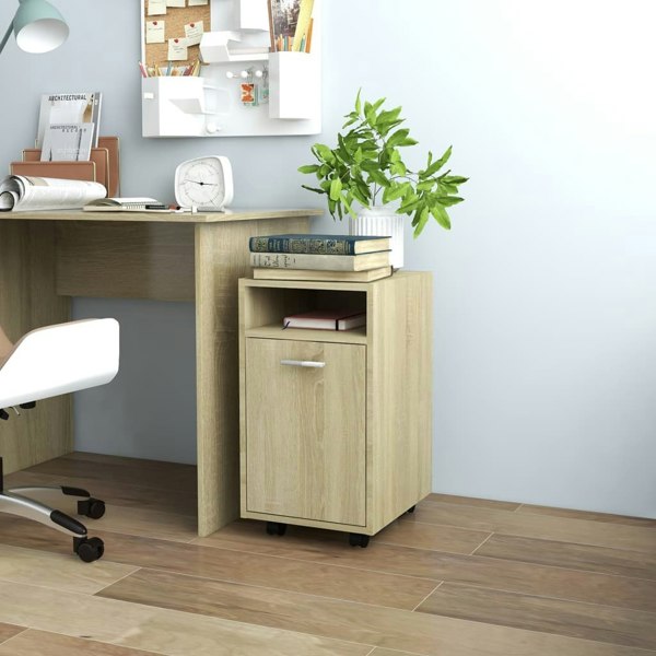 Berkfield Side Cabinet with Wheels Sonoma Oak 33x38x60 cm Engineered Wood