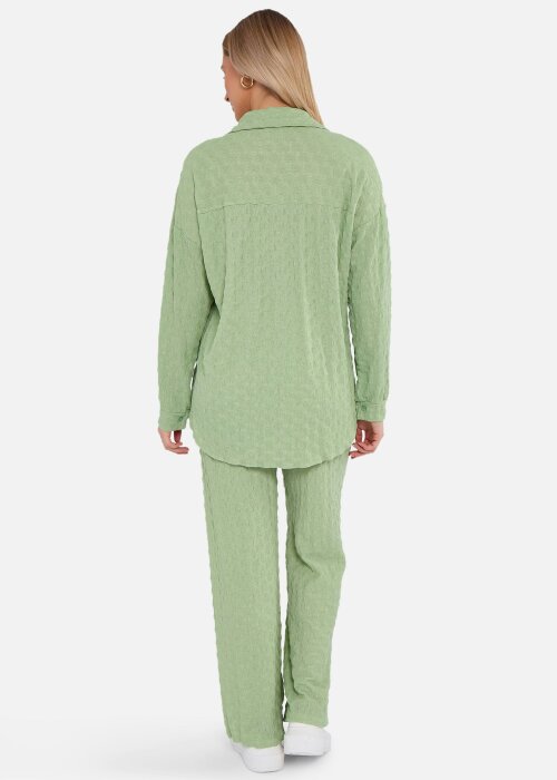 Gini London Sage Green Textured Oversized Long Sleeve Shirt
