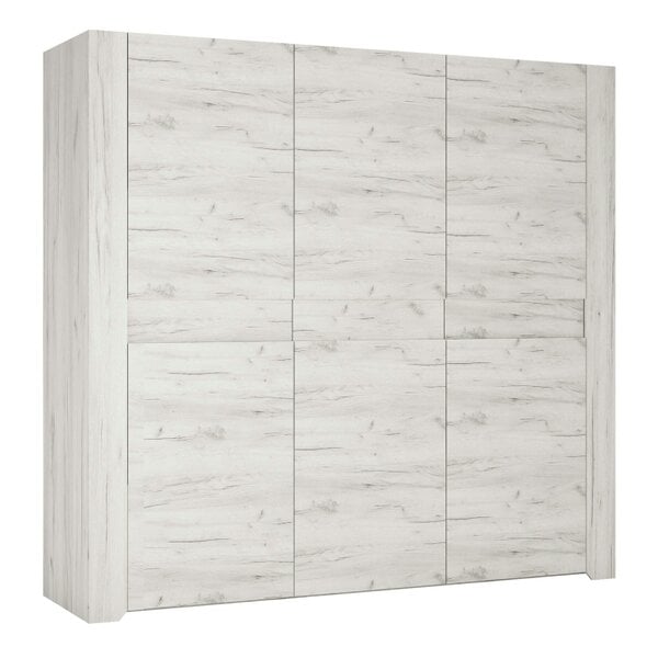 Wyld Haus Norwich Aged Effect Soft Grey Wood Veneer 3 Door Wardrobe