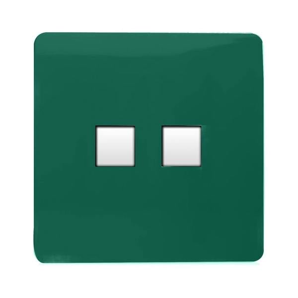 Trendi Switch 2 Gang RJ45 Cat 5e PC Ethernet & Telephone Slave Sockets in Dark Forest Green