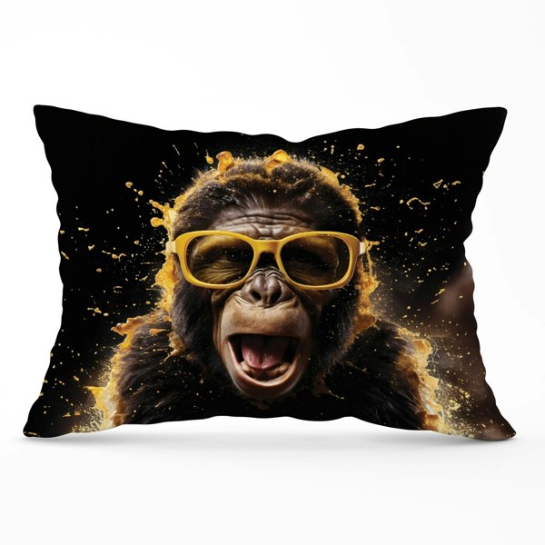 Warren Reed Splashart Monkey Face With Yellow Glasses Cushions