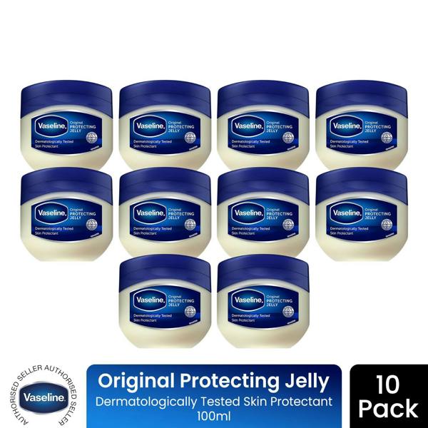 Vaseline Petroleum Jelly Original Skin Protectant Sensitive Skin 100ml, 10 Pack