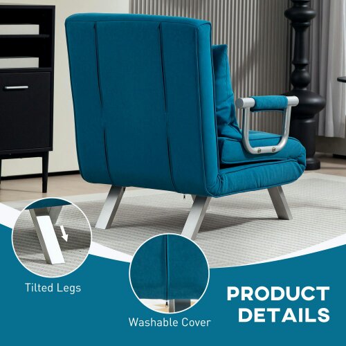 Wyld Haus Neyo Faux Suede Blue 4 In One Convertible Chair Bed