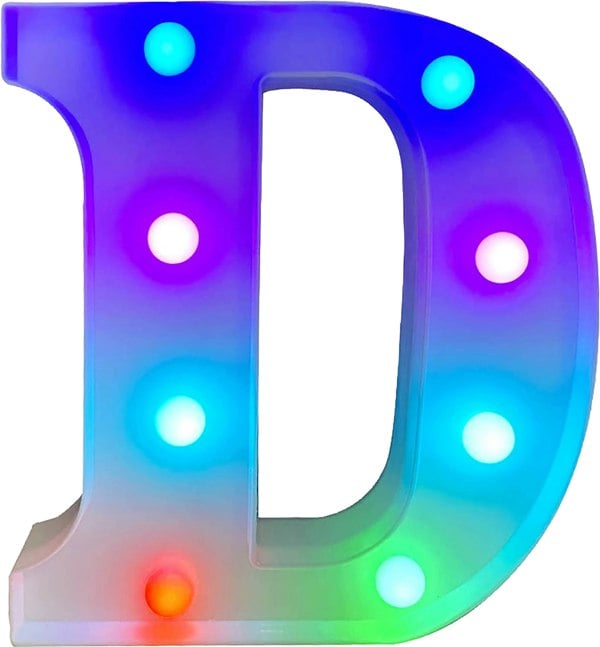 St Helens Battery Operated RGB Letter   With Remote Control Letter D