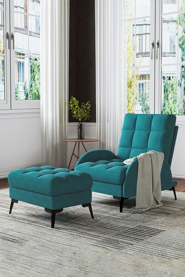 Living and Home Modern Leisure Armchair with Footstool