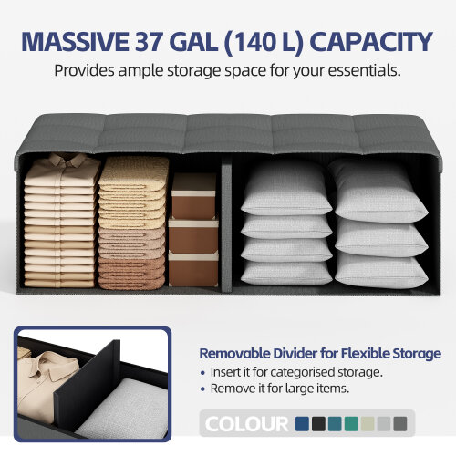 Ottoman 110cm Large Rectangular Ottoman Foldable Storage Bench Upholstered Foot Rest
