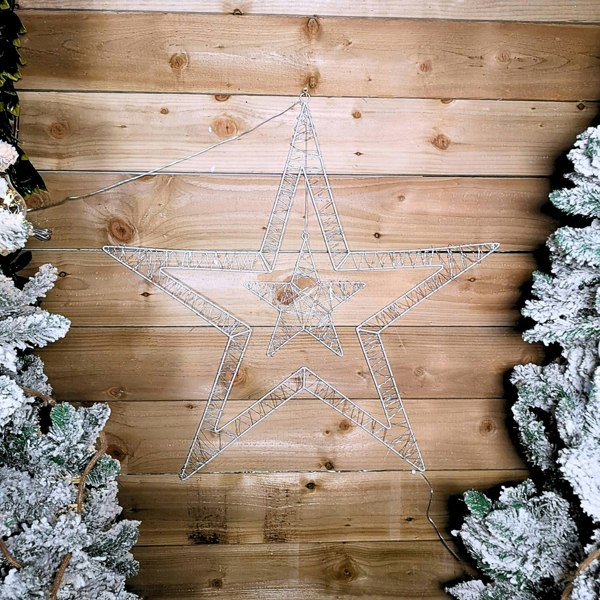 Samuel Alexander 80cm Light Up Double Star Christmas Decoration with 140 LED in Rainbow