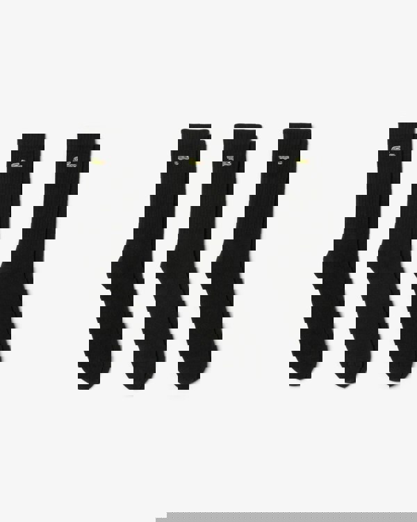 Lacoste 3 Pack Sport Mens High Cut Socks - Black/Black-Black 8VM