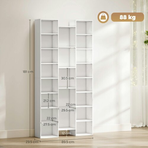 Wyld Haus Elpa Wooden White Twenty One Compartment Storage Bookcase