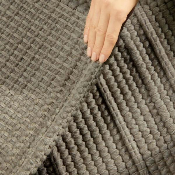 Camden Wool Parker Rug Grey, heat-insulting, striped textured design.