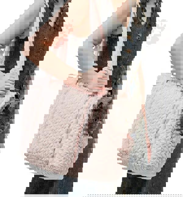 Anypet Pet Carrier Thin Black Korean Inspired Pet Hand Bag or Shoulder Bag with Quilted Cotton Portable Bag