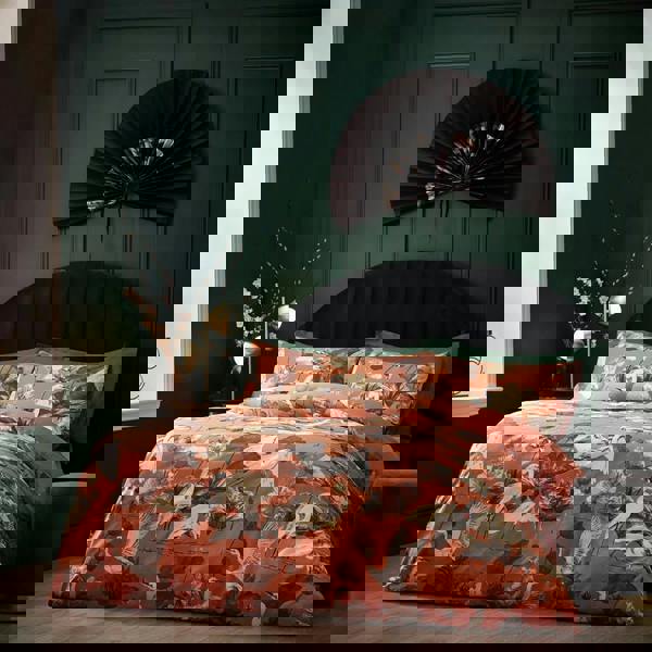 Wylder Tropics Kushiro Exotic Sateen Duvet Cover Set - Coral