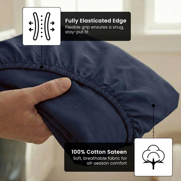 Smart Living 40cm Deep T300 Fitted Sheet Or Pillowcase - Navy