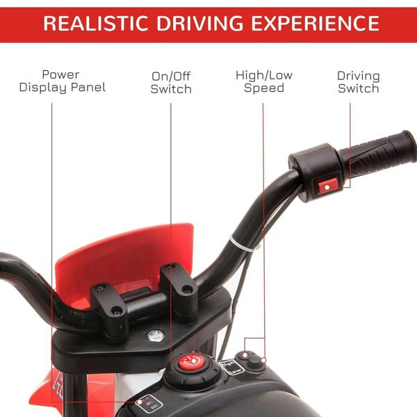 Kids electric motorcycle ride-on handlebar with control switch and black rubber grips