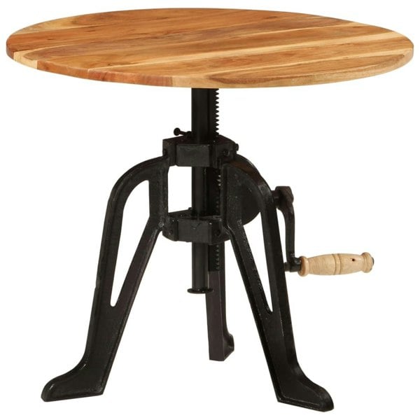 Berkfield Side Table 60x(42-62) cm Solid Wood Acacia and Cast Iron