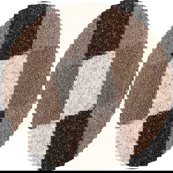 Shaggy Rug Geometric Design Brown