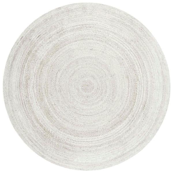 Braided Jute Rug Round Rangpur White