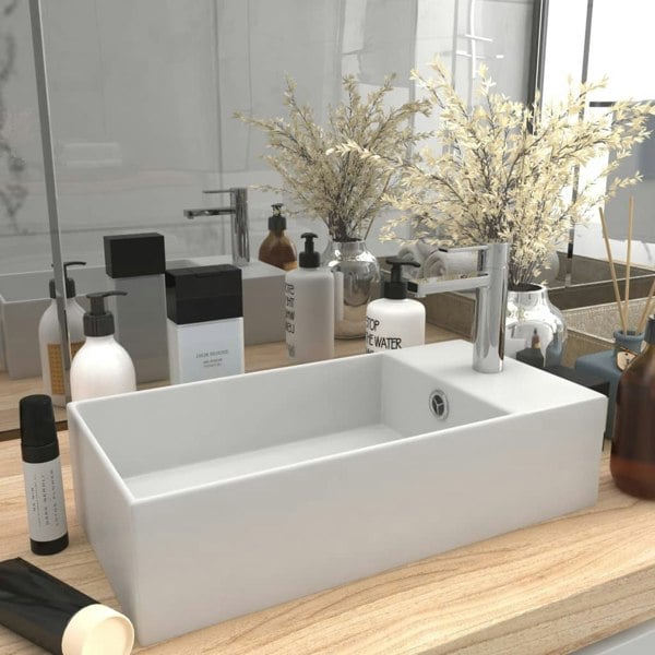 Berkfield Bathroom Sink with Overflow Ceramic Matt White