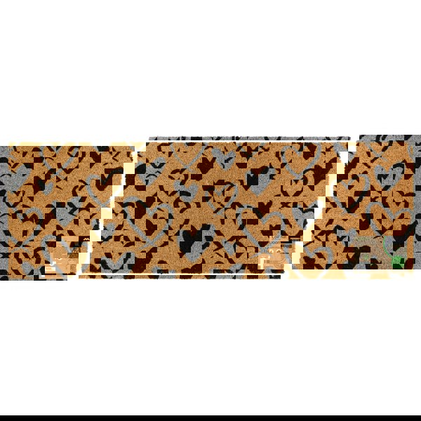 JVL Eco-Friendly Latex Backed Coir Entrance Doormat Runner, 40x120cm - Hearts