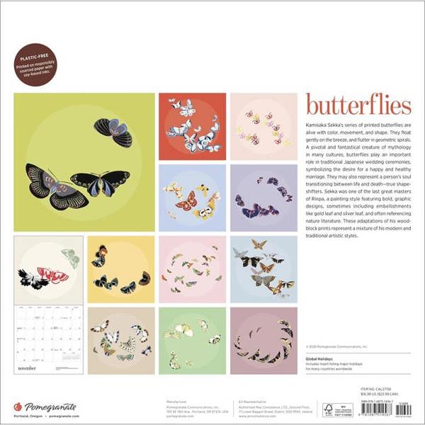 Butterflies Calendar 2027, Wall Calendars, Month To View, Animals, Gift