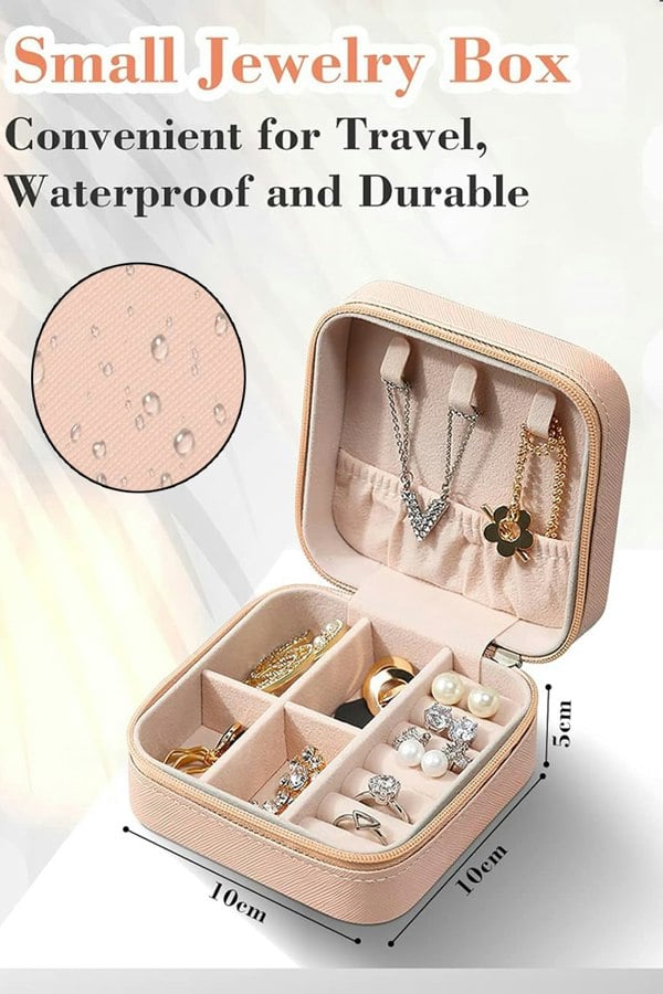 Living and Home Mini Portable PU Leather Jewelry Box Organizer Travel Jewellery Display Holder for Women