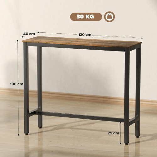 Wyld Haus Bazila Rustic Brown Wood Effect Rectangular Bar Table Industrial Breakfast Dining Design