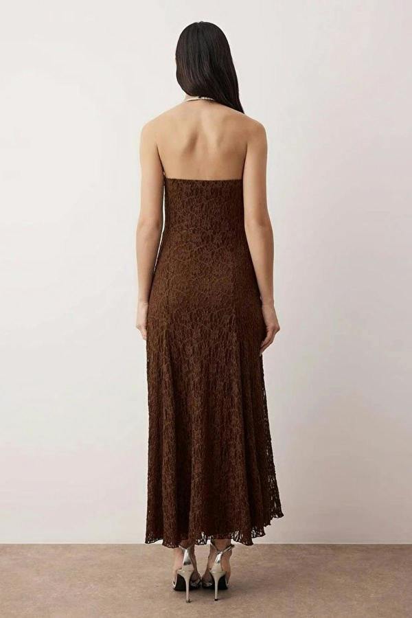 WOVCOR Lace Strapless Midi Lined Dress