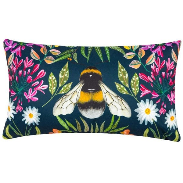 Wylder House Of Bloom Zinnia Bee Outdoor Cushion Cover - Navy