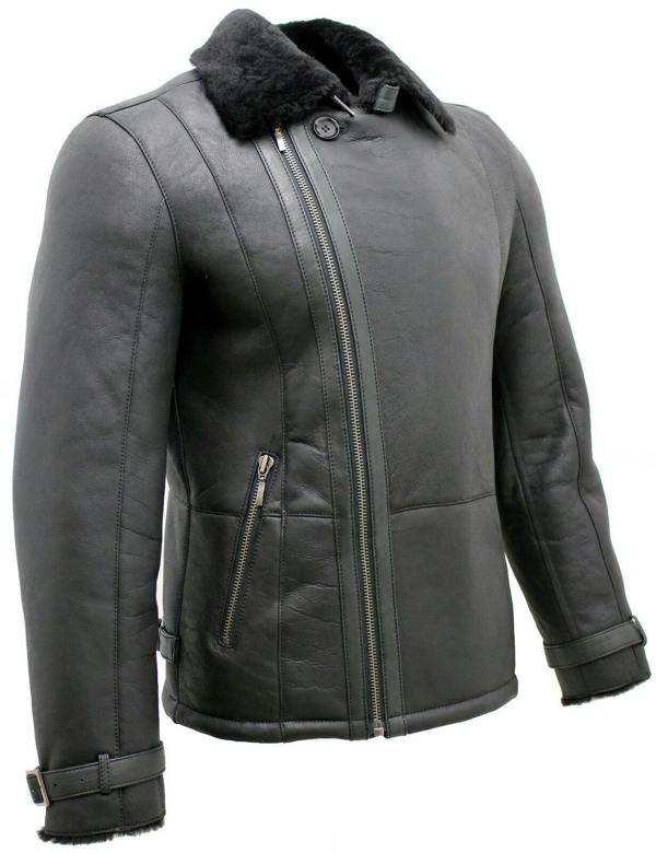 Infinity Leather Mens Double Breasted Sheepskin Leather Biker Jacket-Manila