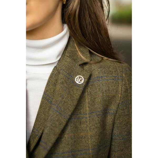 TruClothing Women's Olive Tailored Fit Tweed Blazer in Herringbone Check