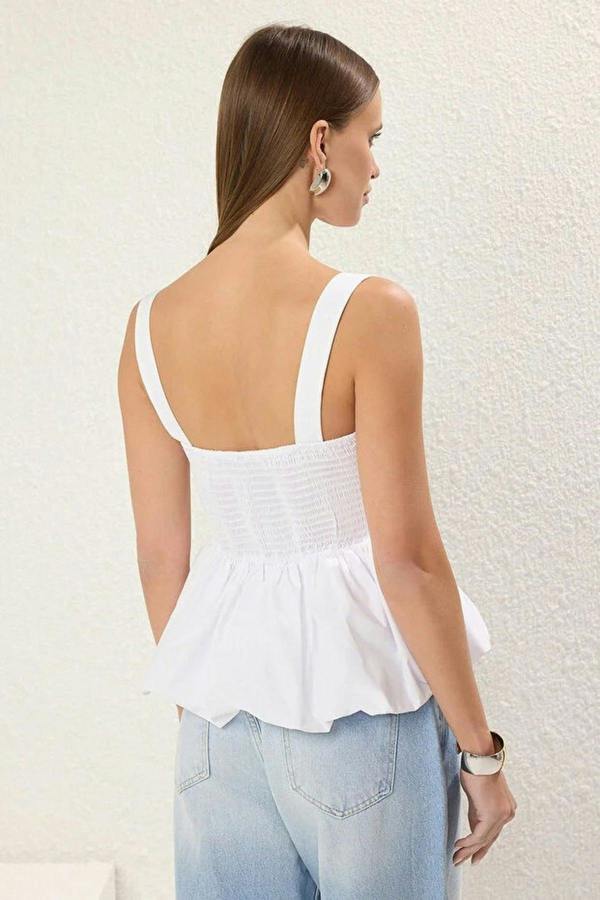 WOVCOR Square Neck Peplum Blouse