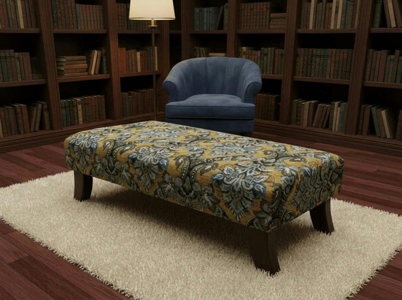 ISTOOLS Premium Mustard Floral Footstool Ottoman – Stylish & Multi-Purpose Seating Solution - 30 x 20 Inches (76 x 51cm)