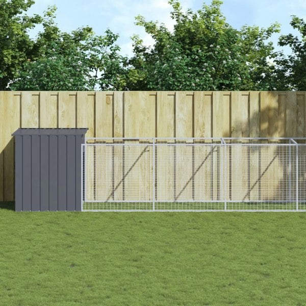 Berkfield Dog House with Run Anthracite 110x813x110 cm Galvanised Steel