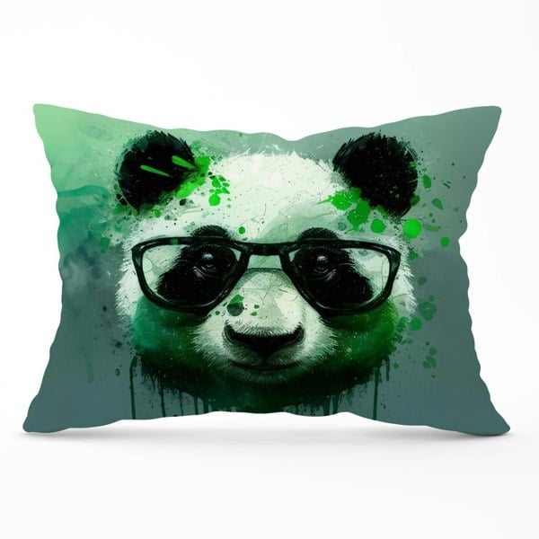 Warren Reed Panda With Glasses, Green Splashart Cushions